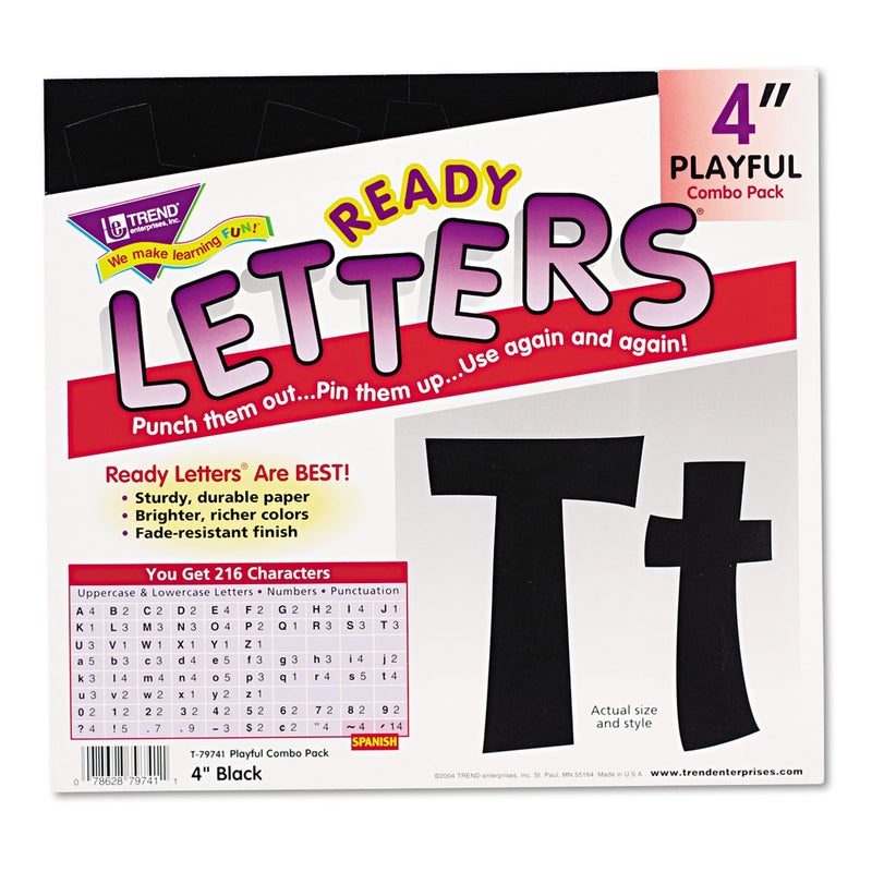 TREND enterprises, Inc. T-79741 Black 4" Playful Combo Ready Letters - Image 1